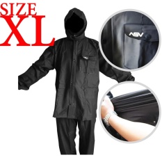 Jas Hujan ASV Versi 1 Kualitas No.1 Karet PVC Full Rubber Tebal Sistem Press Original Waterproof Raincoat ASV - Hitam Ukuran XL