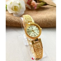 JCF Jam Tangan Emas Analog Fashion Wanita Cantik Mewah - 577 Round Gold