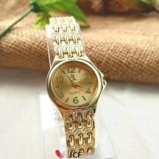 JCF Jam Tangan Emas Analog Fashion Wanita Cantik Mewah - 584 Bulat Gold