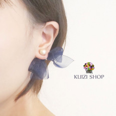 Jepang Jaring Kapas Buatan Tangan Mutiara Kupu-Kupu Simpul Anting Jepit Tanpa Tindik Kwai Anak