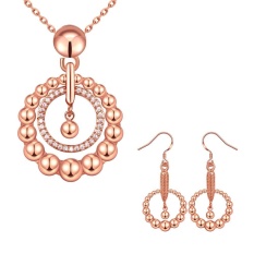 Perhiasan Set untuk Sarees Wanita Romantis Pernikahan Tembaga Kalung/Anting Anting Kalung Bulat Dilapisi Emas Putih-Intl