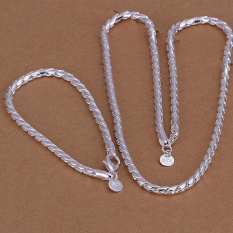 Perhiasan Set untuk Pernikahan Online Unisex Pesta Trendi Kalung Tembaga/Gelang Gelang Kalung Round Perak Berlapis-Internasional