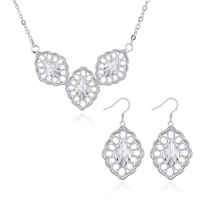 Perhiasan Set untuk Pernikahan Online Women Pesta Klasik Tembaga Kalung/Anting Kalung Anting Tanaman Silver Berlapis-Internasional