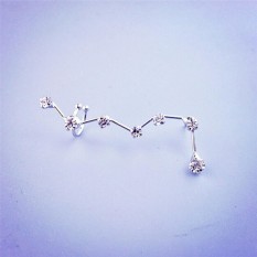 Perhiasan Anting-Anting Giwang Telinga Manset Berlian Buatan Constellation Desain Wanita Telinga Hadiah Perak Satu Ukuran-Internasional