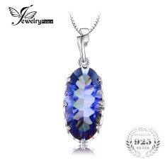 Jewelrypalace 11.8ct Asli Mistik Biru Pelangi Batu Topas Liontin Polos 925 Sterling Perak Modis Merek Perhiasan Tanpa Rantai-Internasional