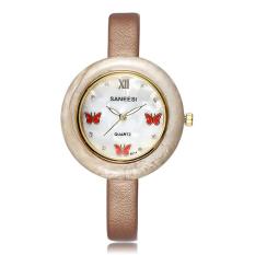 Jiaukon EBAY Panas Di Saint Fashion Kupu-kupu Kecil Diamond Dial Watch Strap Decoration Ladies Watch Satu Generasi (Brown)