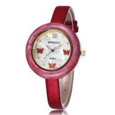 Jiaukon EBAY Panas Di Saint Fashion Kupu-kupu Kecil Diamond Dial Watch Strap Decoration Ladies Watch Satu Generasi (Merah) -Intl