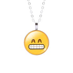 Jiayiqi Joyriding Emoticon Kaca Waktu Gem Perak Kalung Liontin Kuning