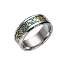 Jinlong Titanium Steel Perhiasan Dragon Cincin Bertatahkan dengan Potongan Perak Stainless Steel Cincin Dapat Tungsten Steel-Intl