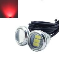 JMS - 1 Pair / (2 Pcs) Lampu LED Mobil / Motor / Eagle Eye DRL White Housing 3 SMD 10W 23MM - Red