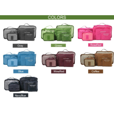 Jo. Dalam 6 Pcs Perjalanan Bagasi Tas Baju Organizer Besar Medium Kantong Ukuran Kecil Handbag Koper (merah)
