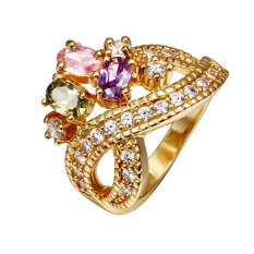 Jo. Di R436 Grosir Tinggi Kualitas Nickle Gratis Antiallergic Baru Fashion Perhiasan 18 K Emas Plated Cincin untuk Wanita (Emas) -Intl