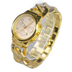 Jo. Di Stainless Steel Curb Wrist Watch Woven Lady Wanita Wanita Pria Hadiah (Emas)