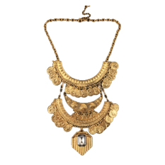 Jo. Di Statement Berlian Imitasi Rantai Choker Link Liontin Kalung (Emas)