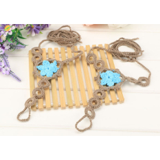 Jo. In Perempuan Tangan Rajutan Pantai Sandal Barefoot Seksi Alas Kaki Pernikahan Toe Ring Gelang (Biru)