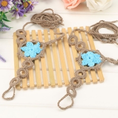Jo. In Perempuan Tangan Rajutan Pantai Sandal Barefoot Seksi Alas Kaki Pernikahan Toe Ring Gelang (Biru)-Intl