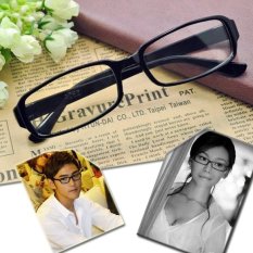 Jo. Dalam Bingkai Hitam DJ Clear Lens Nerd Skater Sopan Kacamata (Hitam)-Intl