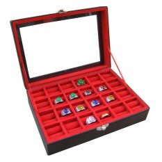 Jogja Craft Black Red Ring Box / Tempat Cincin / Box Cincin / Kotak Cincin Isi 24