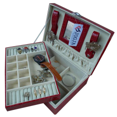 Jogja Craft Exclusive Jewelry Boxes / Kotak Tempat Perhiasan / Kotak Perhiasan Motif Croco Merah - Merah