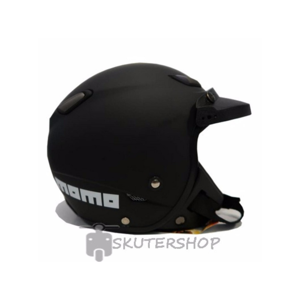 JPN Helm Pilot MOMO Vintage Plus Pet Retro Klasik Jap Style Black Doff - Hitam