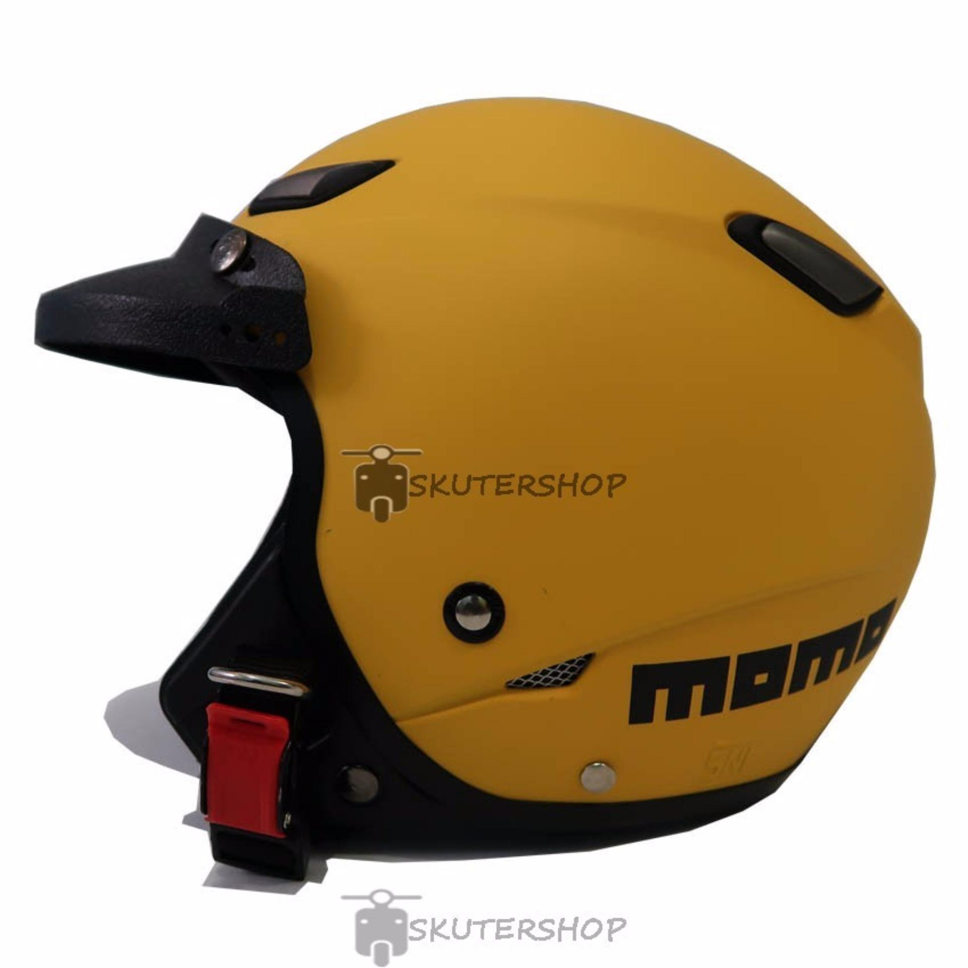 JPN Helm Pilot MOMO Vintage Plus Pet Retro Klasik Jap Style Yellow Doff - Kuning