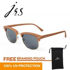 JRS Kacamata Unisex Beige Kayu Browline Proteksi UV 400 Lensa Hitam P2563WD-SD