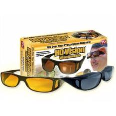 Kacamata HD Vision Sunglasses Anti Silau Siang & Malam 2 PCS Sangat Mendukung Untuk Berkendara