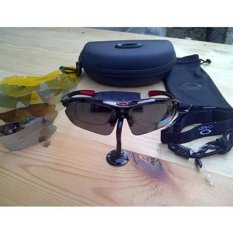 Kacamata Pria sport Polarized Aviator hitam 6 lensa