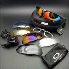 Top_Figure Kacamata Sport // Outdoor // Sepeda // Safety 6 Lensa Frame Hitam Full Super Fullset