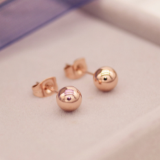 Emas Kacang Emas Mawar 18 K Emas Sepuhan Berwarna Anting Titanium Baja Kecil Bola Bulat