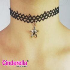 Kalung Choker Tali Renda Hitam Liontin Bintang / Kalung Leher Fashion
