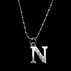 Kalung Huruf N Murah - Kalung Silver Aksesoris Imitasi Fashion Trendy untuk Pria Wanita