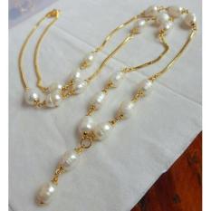 Kalung Mutiara Air Tawar Ikat Lapisan Emas 24 - 72Da3k