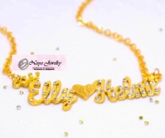 Kalung Nama Lapis Emas Motif My Love Couple - Kalung Wanita Cantik