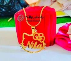 Kalung Nama Lapis Emas Motif Ukiran Hello Kitty