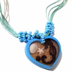 Kalung Pantai Love Biru - Aksesoris Fashion Wanita Handmade Style Trendy Murah Kado