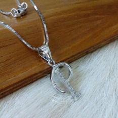 Kalung Wanita Perak925 Lapis Emas Putih Liontin Huruf P