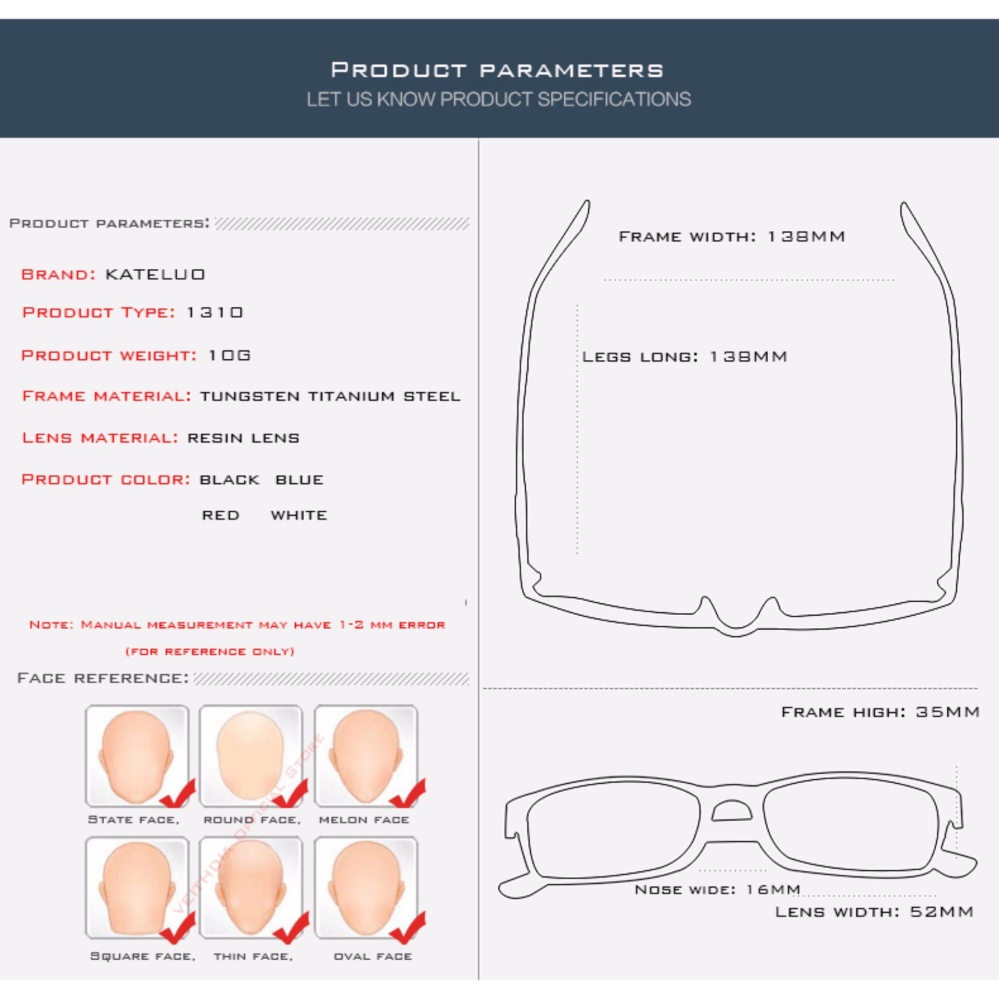 KATELUO Computer Goggle Anti Blue Laser Fatigue Radiation-resistant Reading Glasses Frame Eyeglasses 1310 - intl