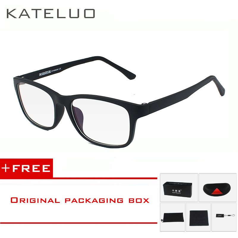 [INTERNATIONAL] KATELUO Kacamata Komputer Anti Lelah TR90 Tahan Radiasi Bingkai Oculos di Grau de 9219 (Hitam) (Beli 1 Gratis Hadiah)