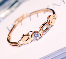 Kecil Bening Perempuan Bertatah Berlian Mawar Gelang Emas