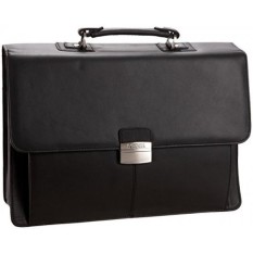 Kenneth Cole Reaction Flap-py Gil-more Genuine Leather Double Gusset Portfolio - Black - intl