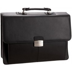 Kenneth Cole Reaction Flap-py Gil-more Genuine Leather Double Gusset Portfolio - Black - intl