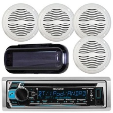 Kenwood KMR-D368BT Marine In-Dash Radio Bluetooth Receiver Bundle Combo With 2 Pairs Of Magnadyne AquaVibe WR45W 5