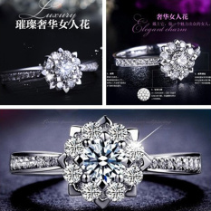 Cincin Berlian Imitasi Emas Putih Perak Wanita
