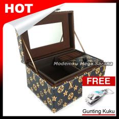 Kerajinan Jogja Kotak Box Perhiasan Kalung Gelang Cincin & Aksesoris 21x14x11 cm - Coklat Motif