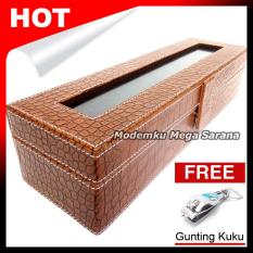 Kerajinan Jogja Kotak Jam Tangan Isi 6 Box Jam Tangan - Coklat dlm Coklat Crocodile + Gratis Gunting Kuku
