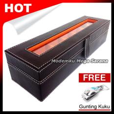 Kerajinan Jogja Kotak Jam Tangan Isi 6 Box Jam Tangan - Coklat dlm Oranye + Gratis Gunting Kuku
