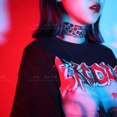 Keren Anak Perempuan Modis Motif Macan Tutul Kalung Choker Sabuk Leher