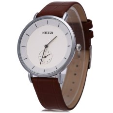 KEZZI KW-1080G Pria Jam Kuarsa Bulat Dial dengan Kecil Kedua Dial Wristwatch (BROWN)