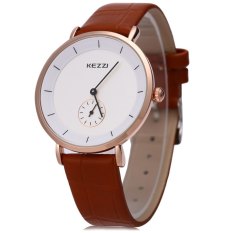 KEZZI KW-1080G Pria Jam Kuarsa Bulat Dial dengan Kecil Kedua Dial Wristwatch (BROWN)